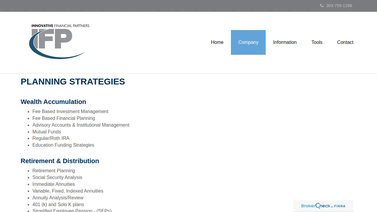 Innovative Financial Partners page