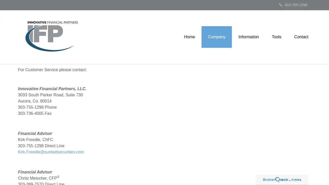 Innovative Financial Partners page