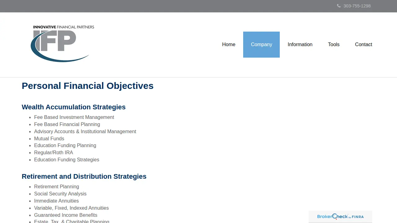 Innovative Financial Partners page