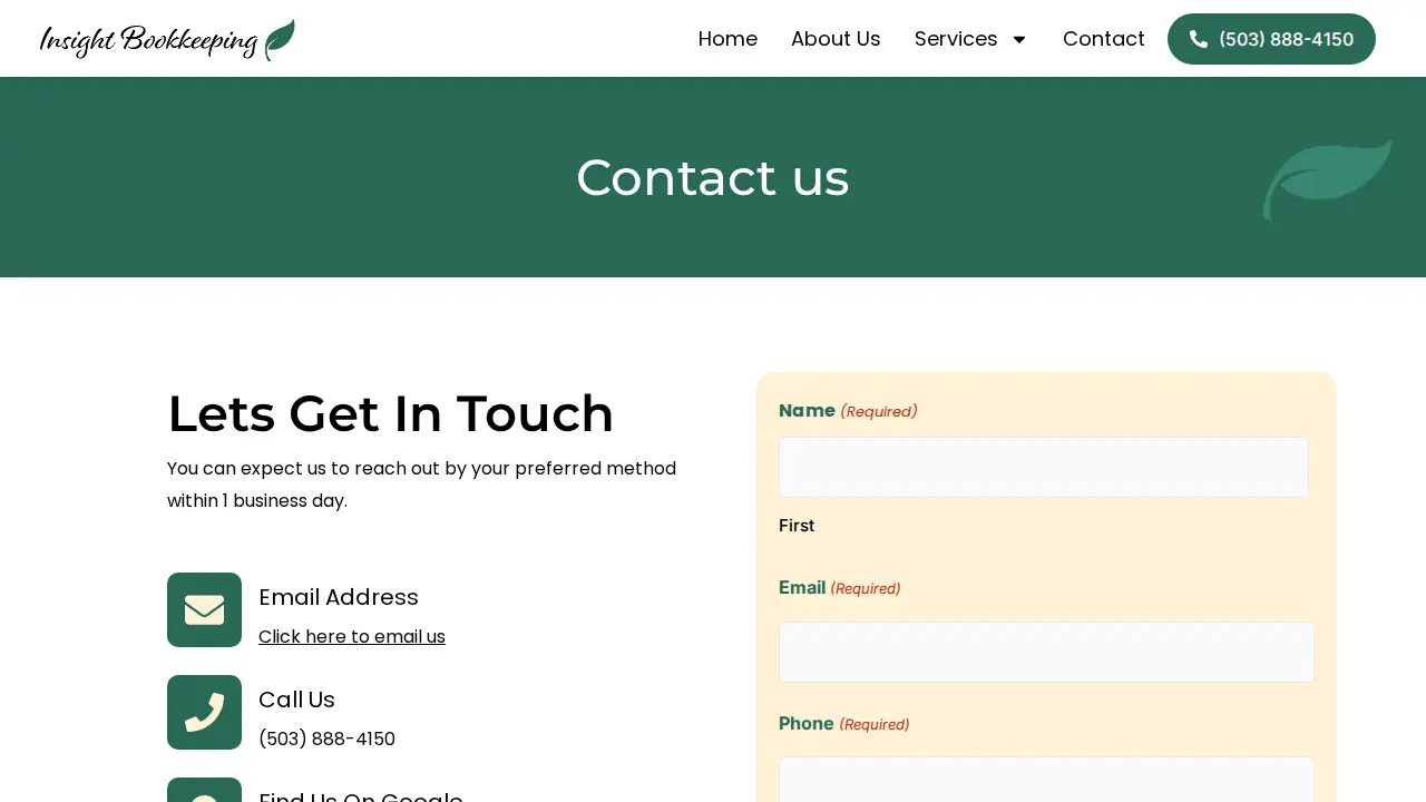 Insight Bookkeeping page