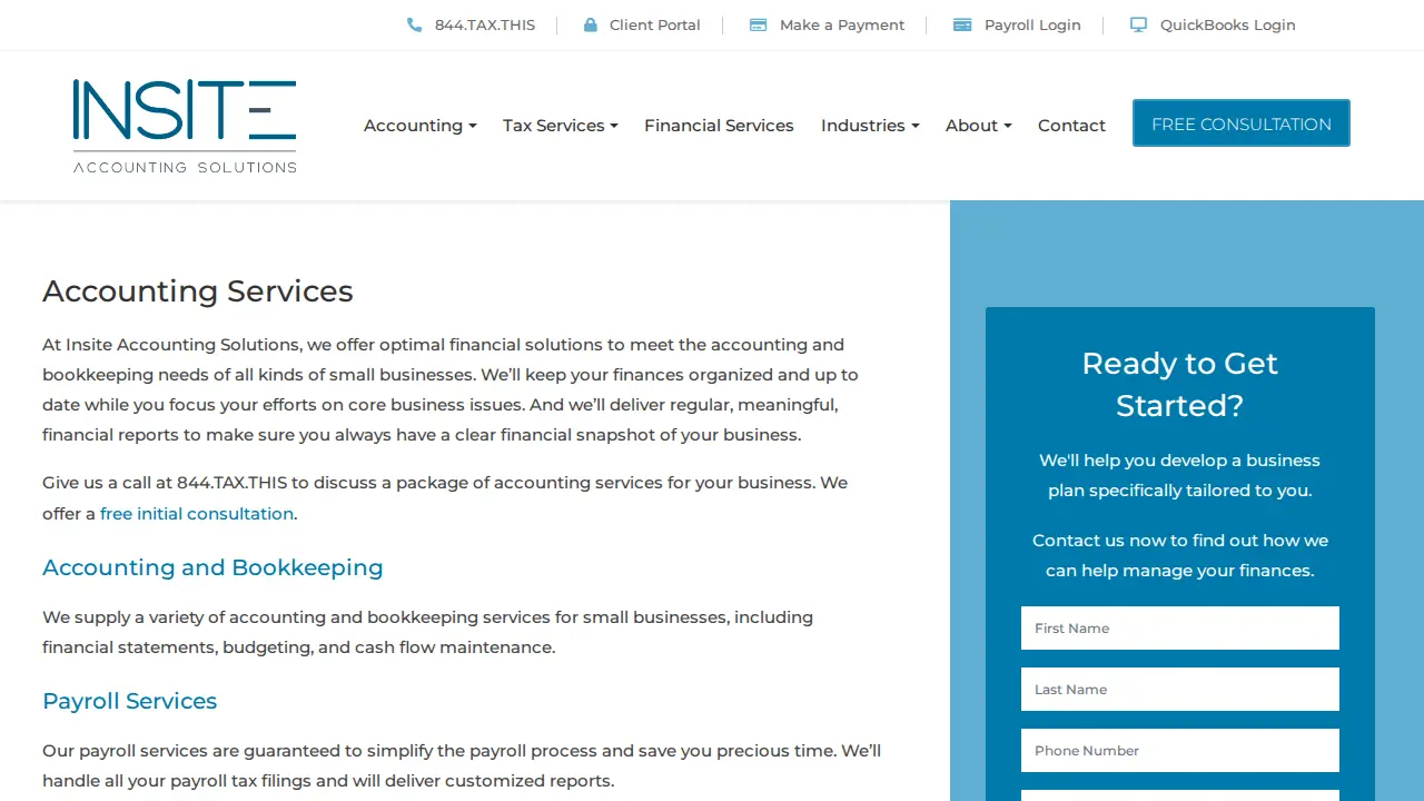 Insite Accounting Solutions page