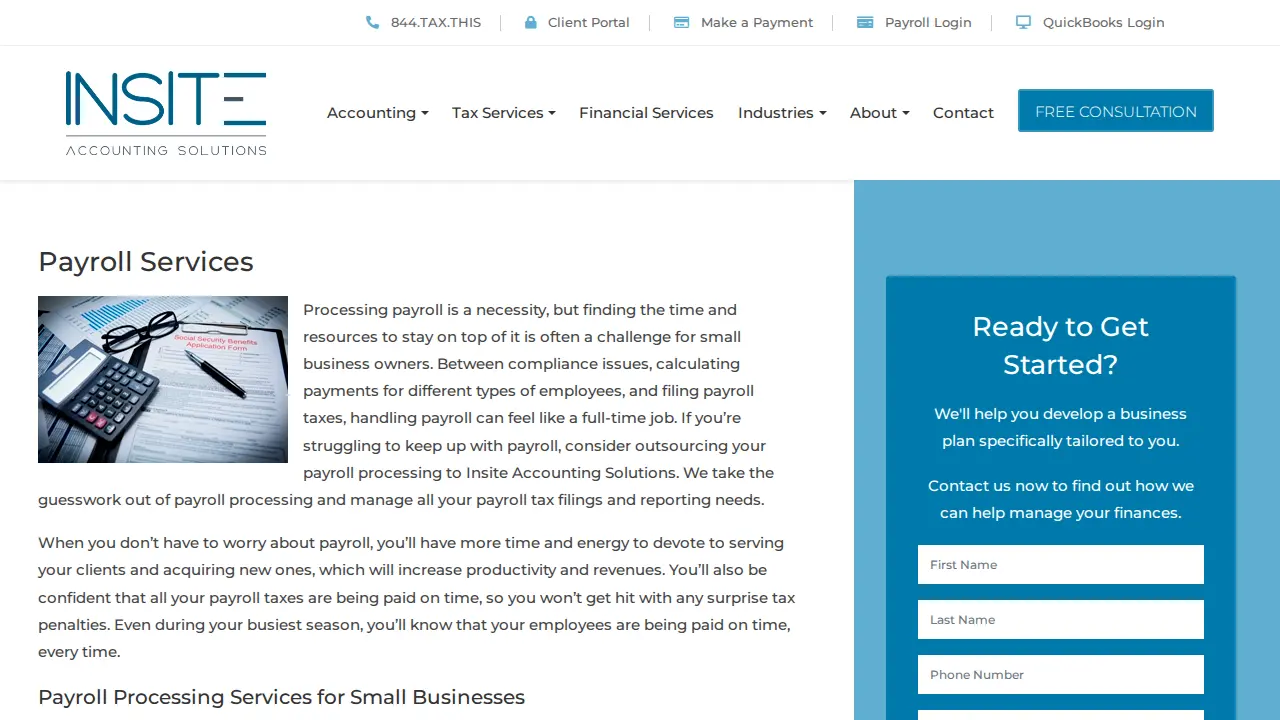 Insite Accounting Solutions page
