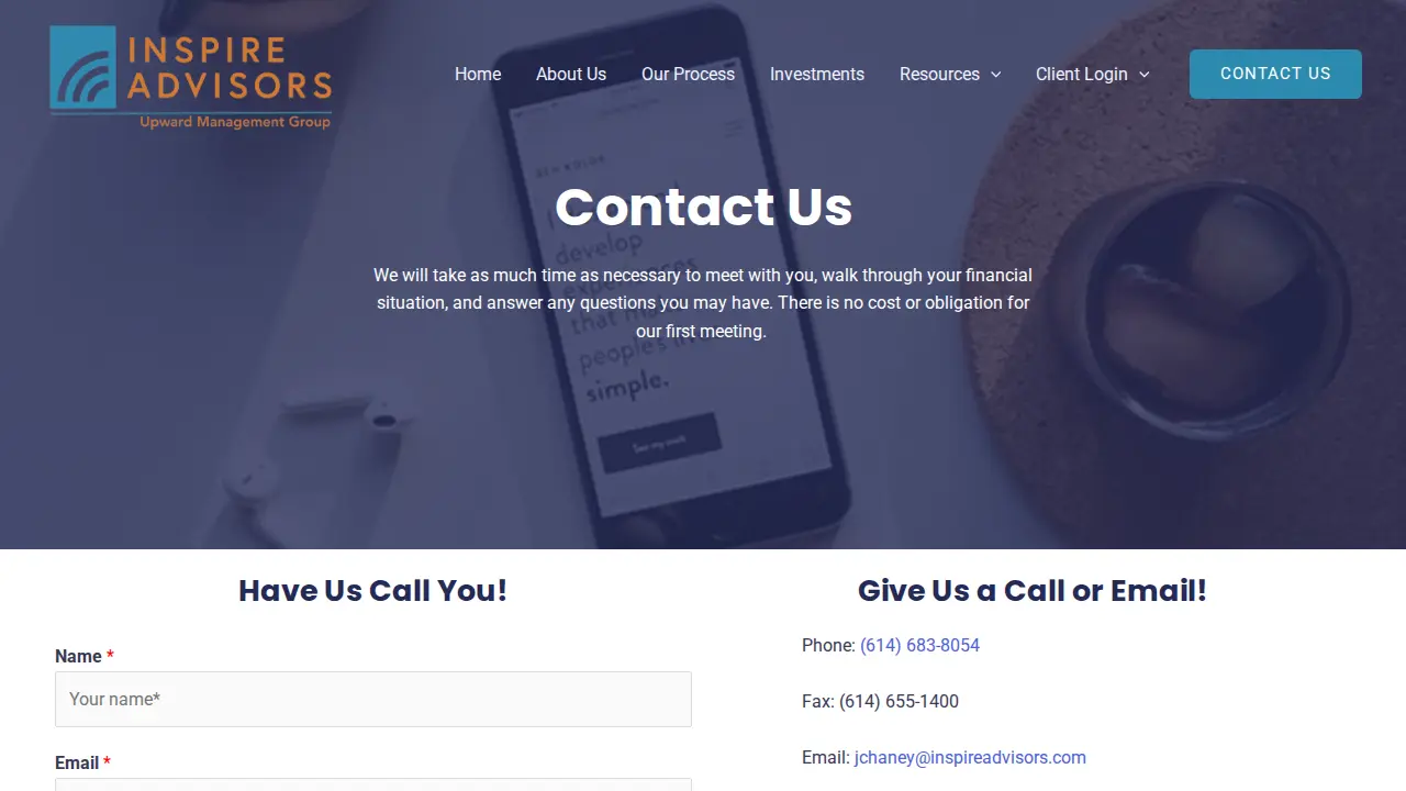 Inspire Advisors - Upward Management Group page