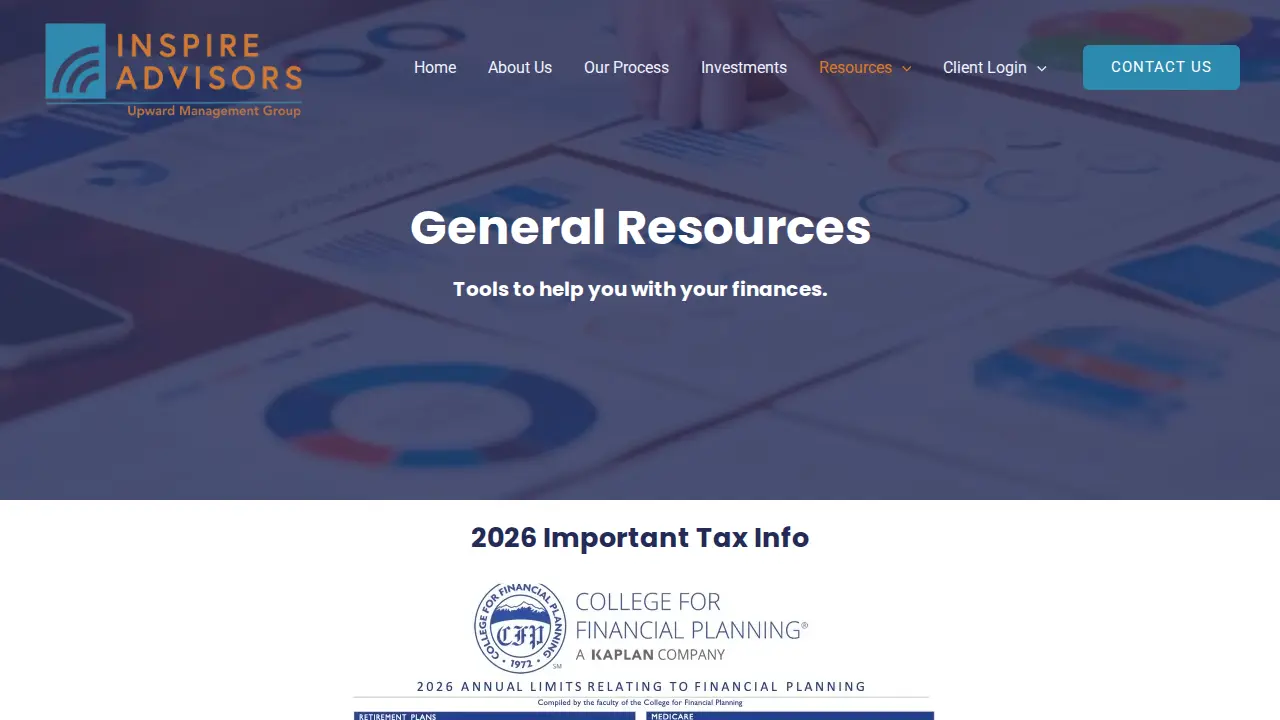 Inspire Advisors - Upward Management Group page