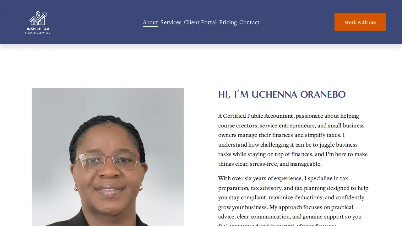 Inspire Tax and Financial Services page