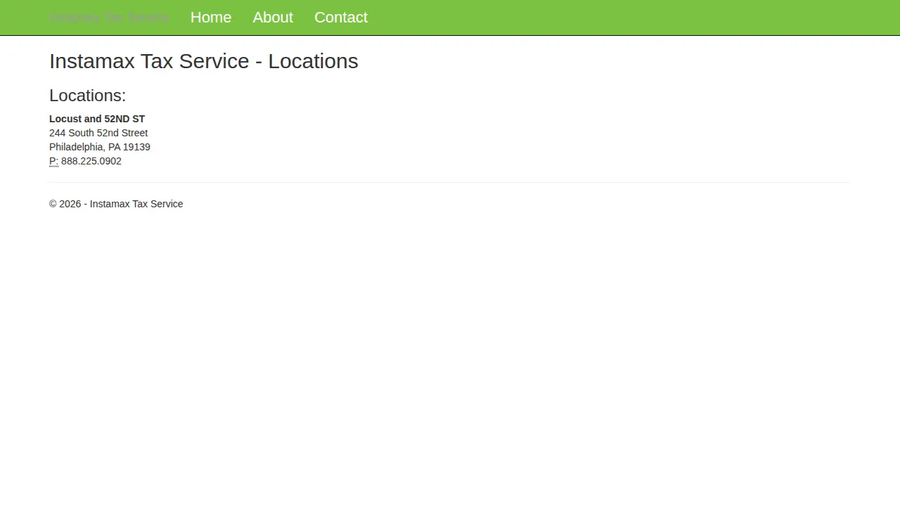 Instamax Tax Service page