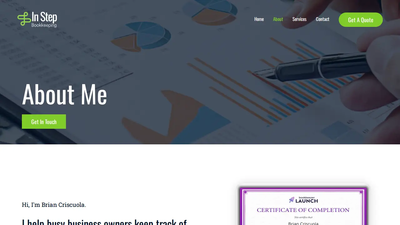 In Step Bookkeeping page