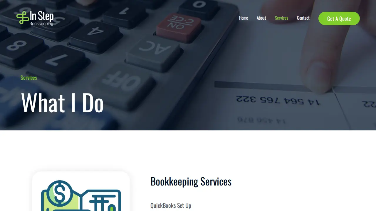 In Step Bookkeeping page