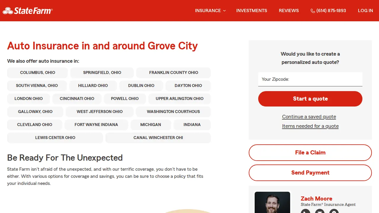 Zach Moore - State Farm Insurance Agent page