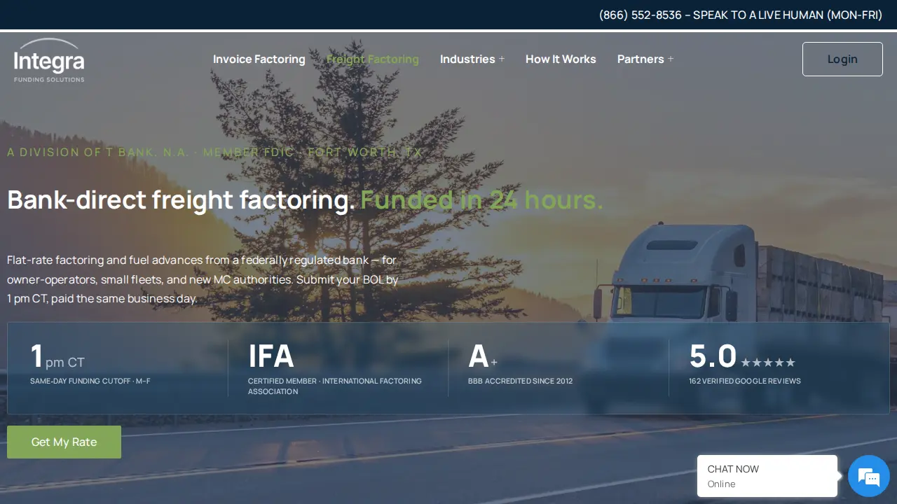 Integra Funding Solutions page