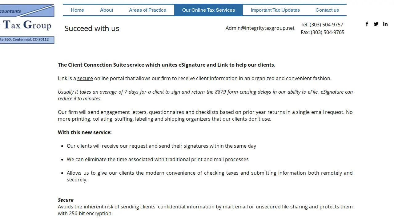 Integrity Tax Group page