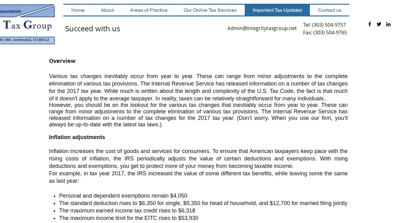 Integrity Tax Group page