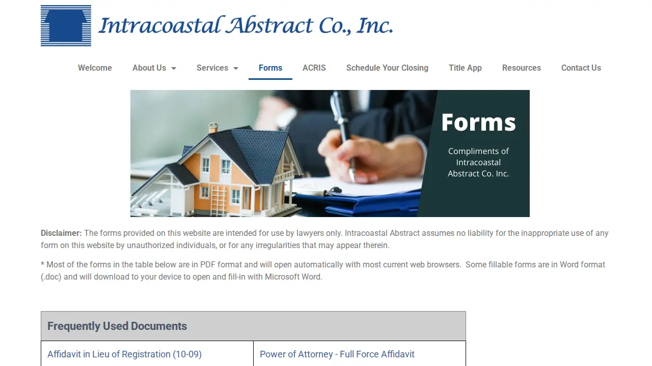 Intracoastal Abstract Co Inc page