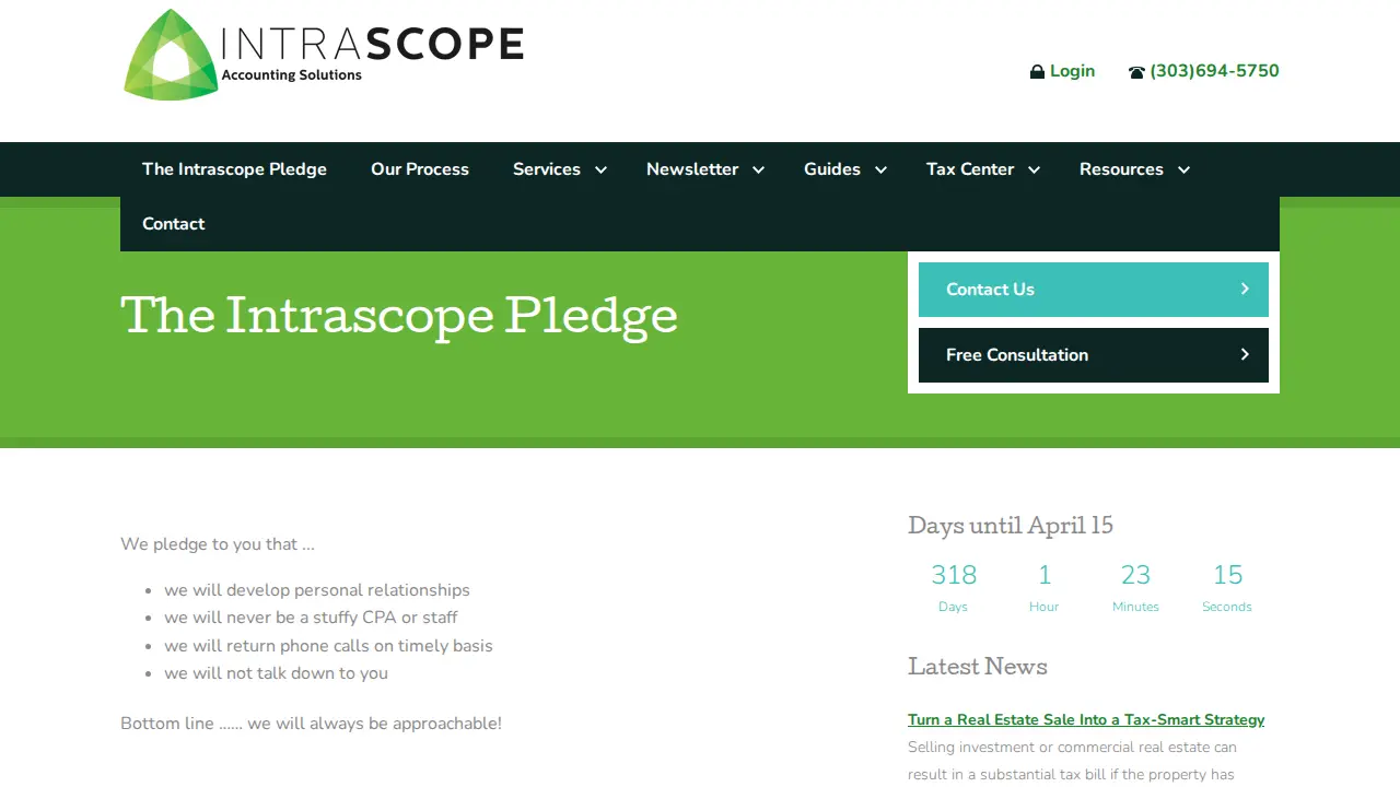 Intra Scope Accounting Solutions page