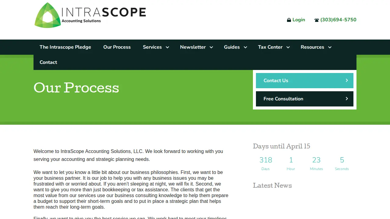 Intra Scope Accounting Solutions page