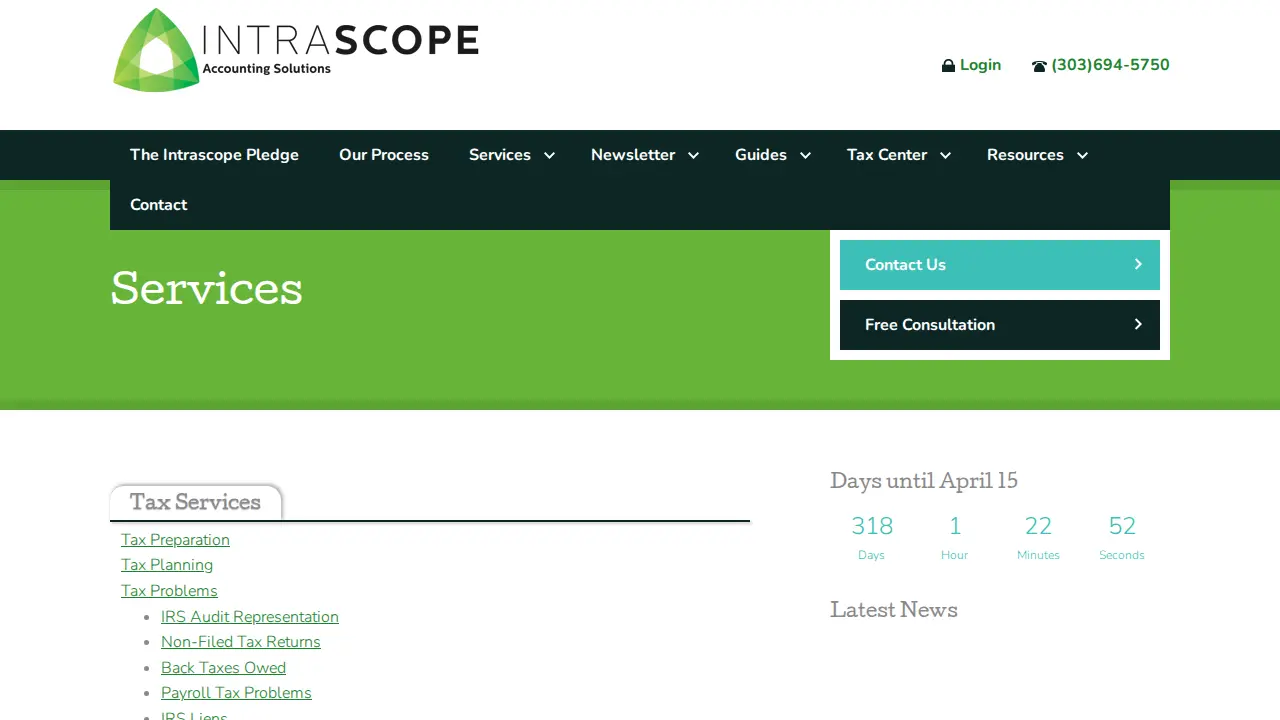 Intra Scope Accounting Solutions page
