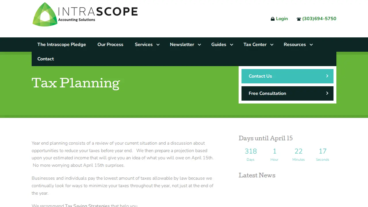 Intra Scope Accounting Solutions page