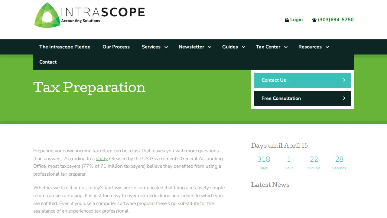 Intra Scope Accounting Solutions page