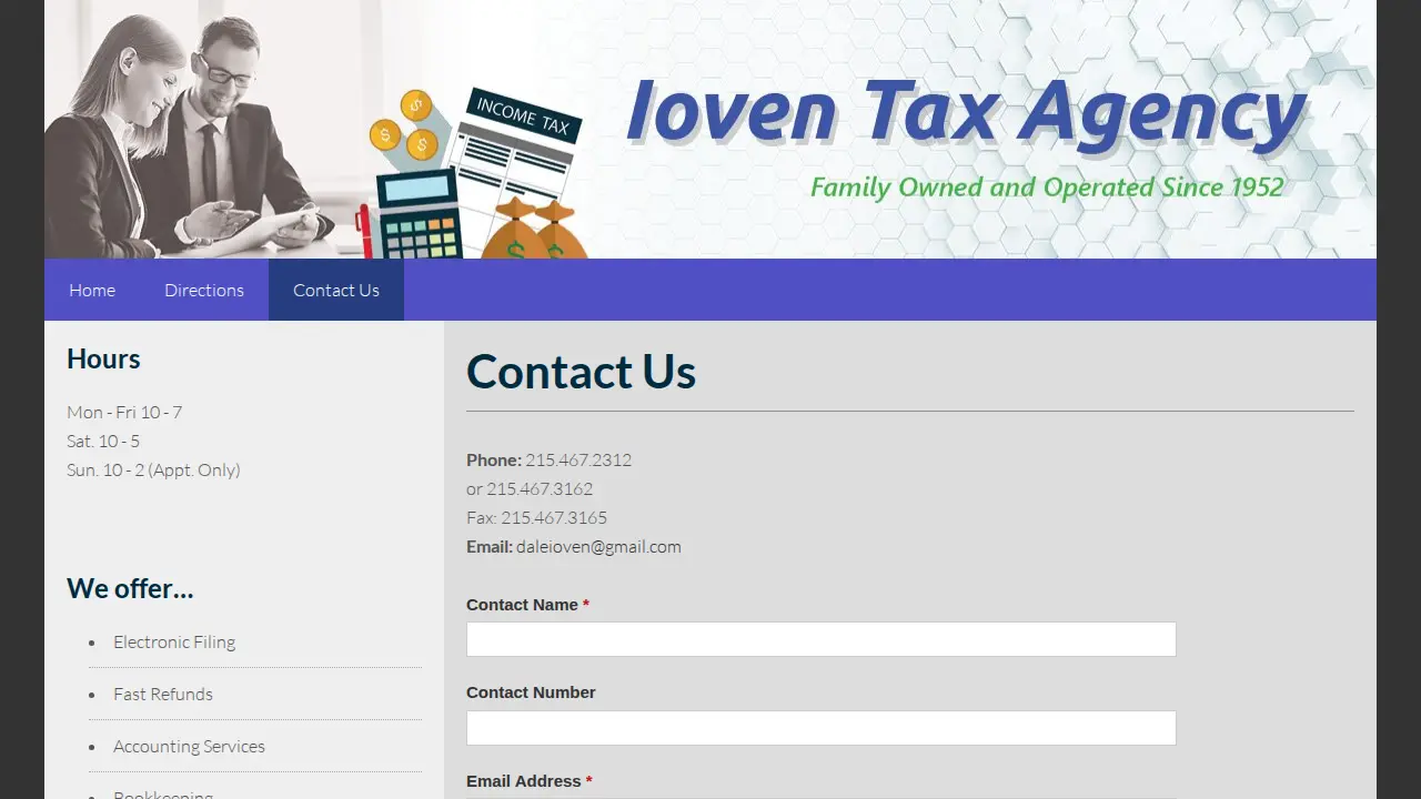 Ioven Tax Agency page