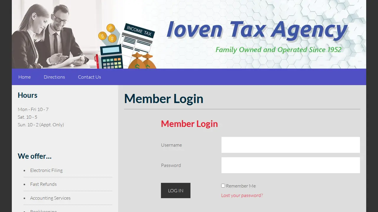 Ioven Tax Agency page