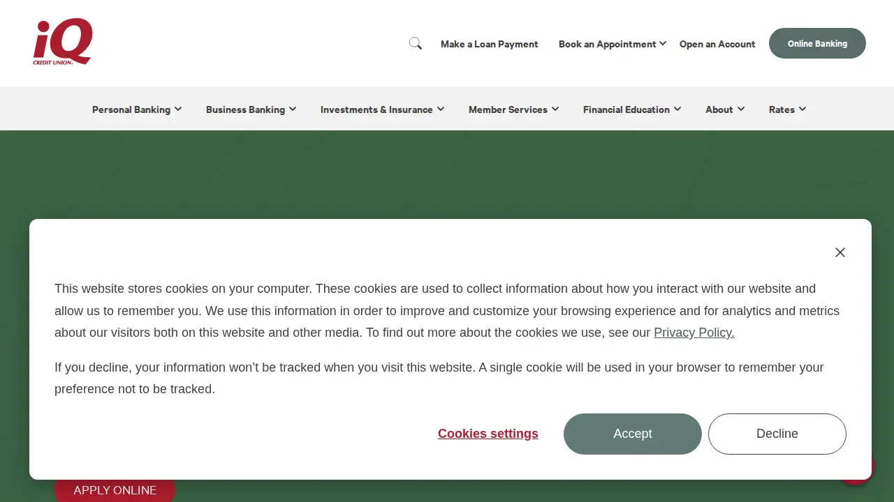 iQ Credit Union page