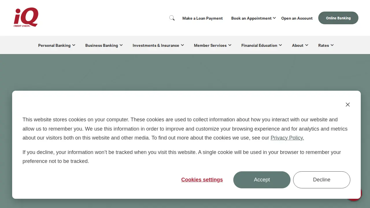 iQ Credit Union page