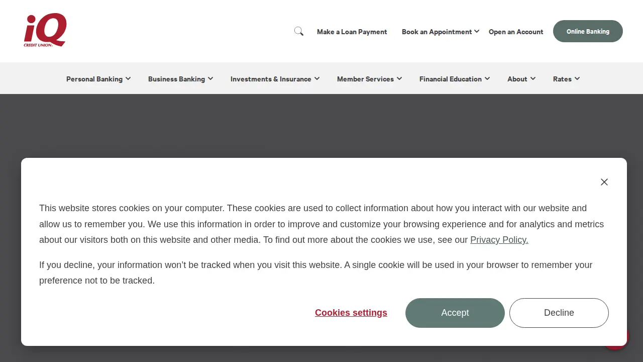 iQ Credit Union page