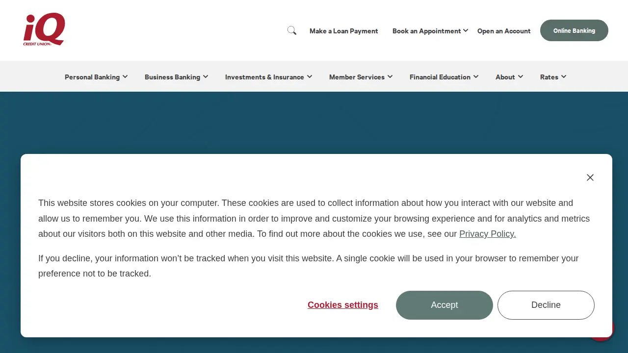 iQ Credit Union page