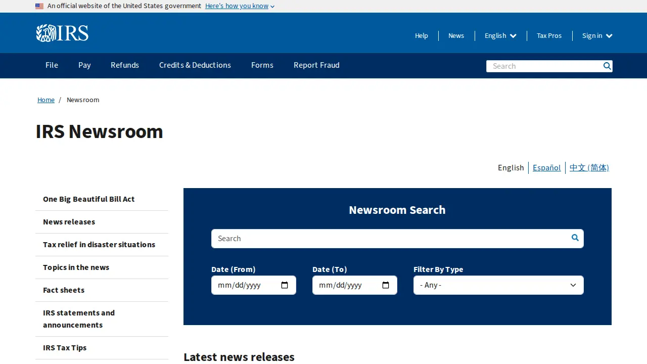 Federal Income Tax Services page