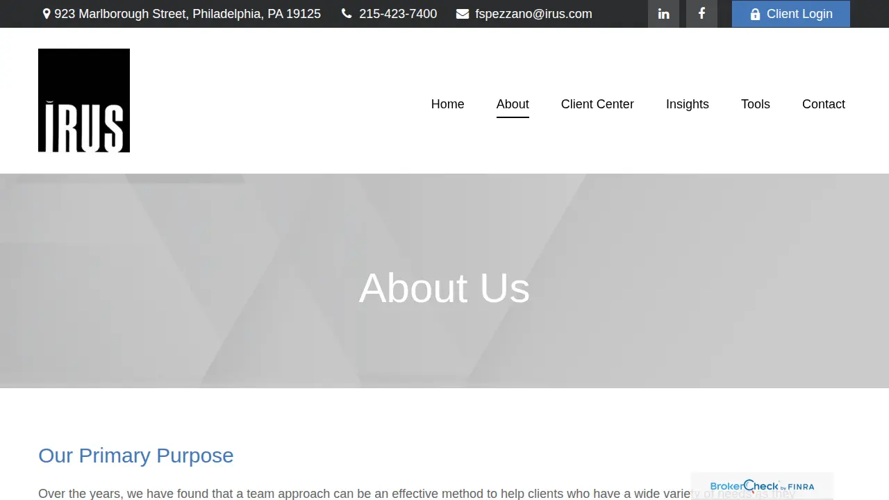 Irus Corporation page