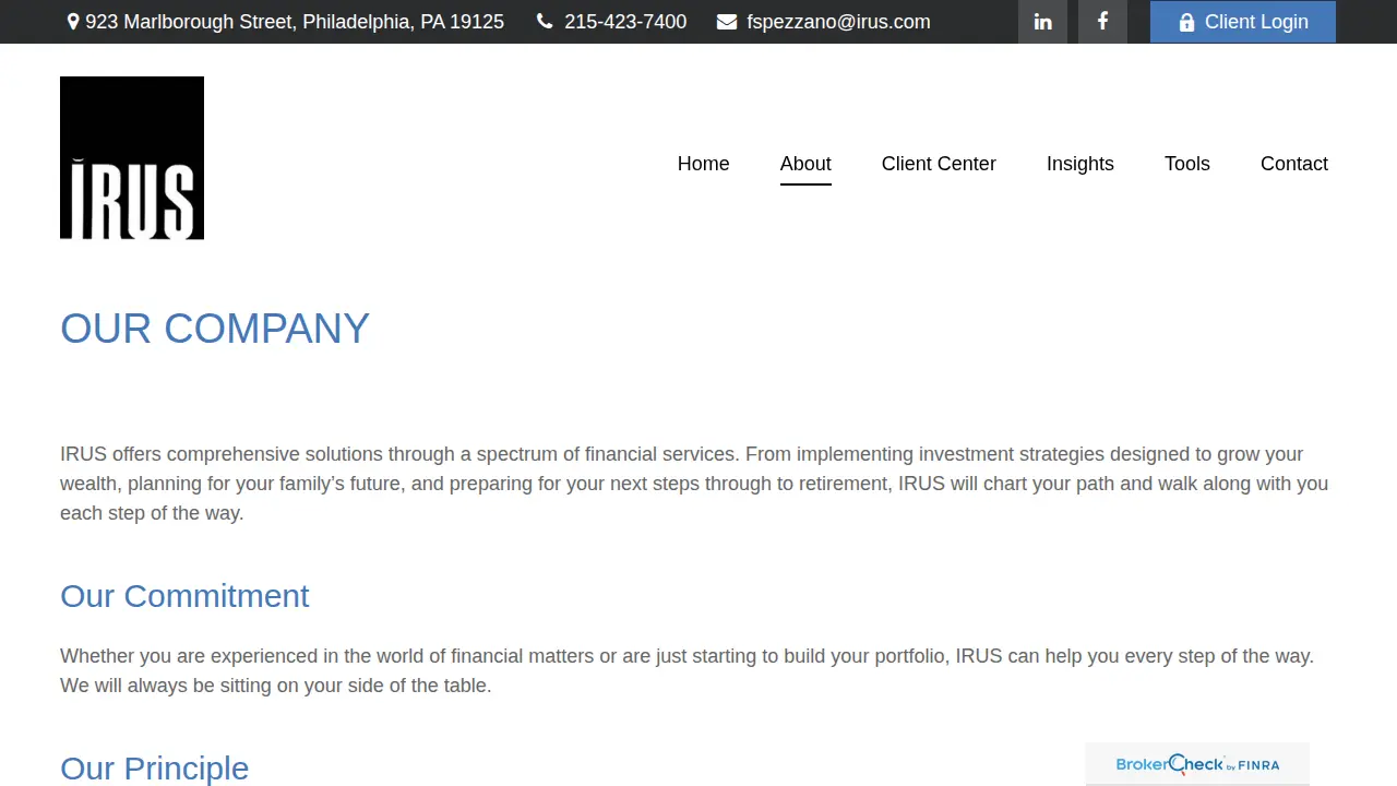 Irus Corporation page