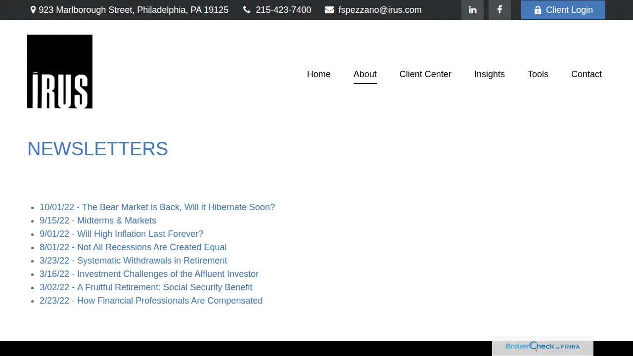 Irus Corporation page