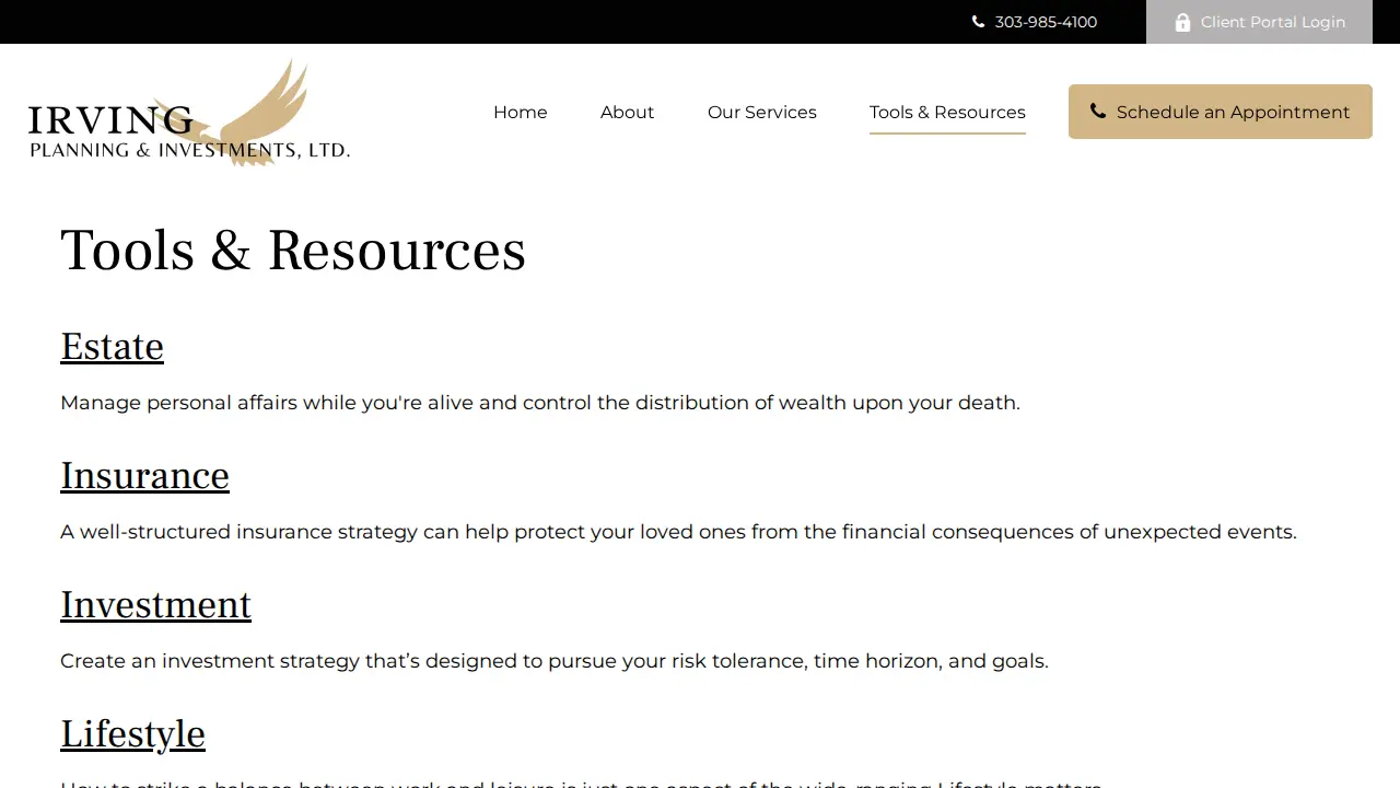 Irving Planning & Investments, Ltd. page