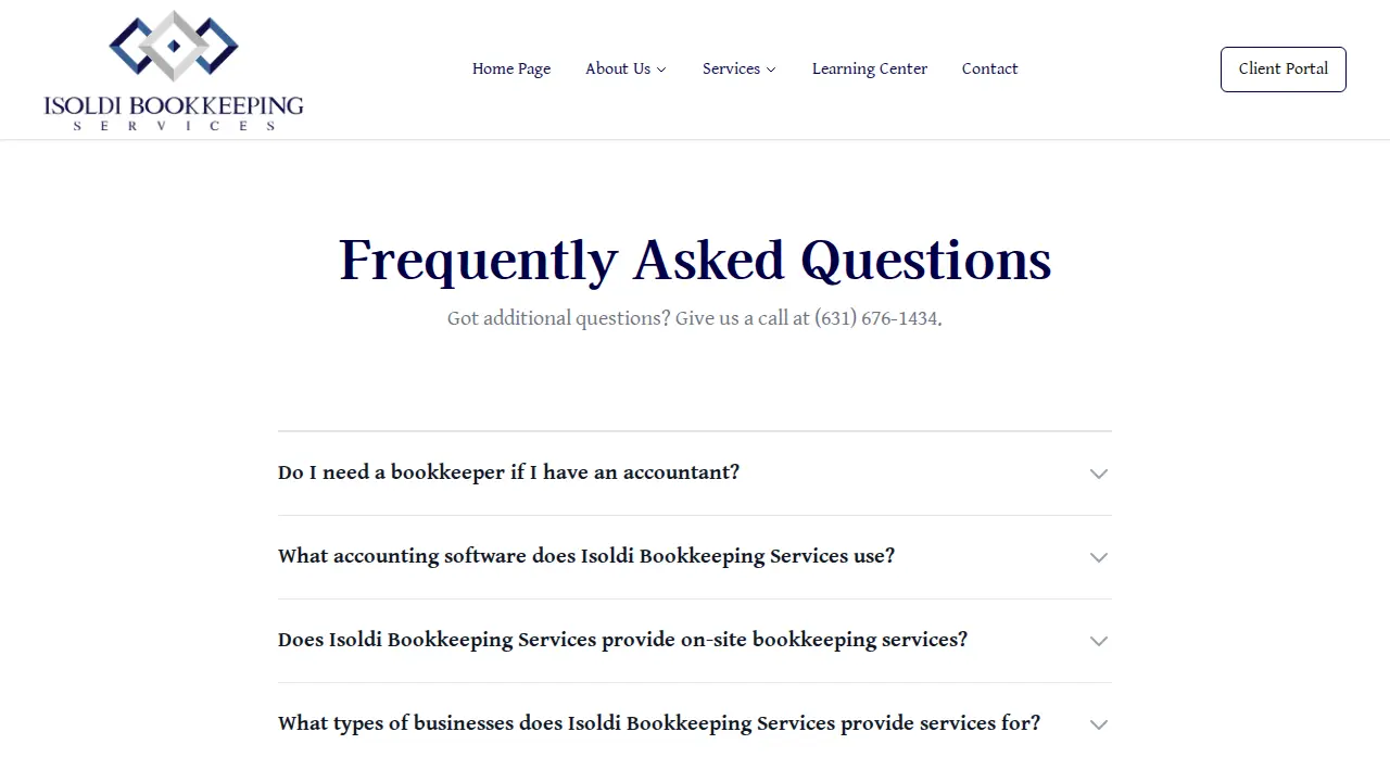 Isoldi Bookkeeping Services page