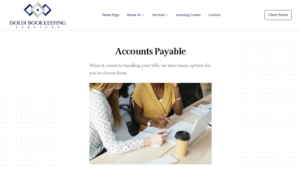 Isoldi Bookkeeping Services page