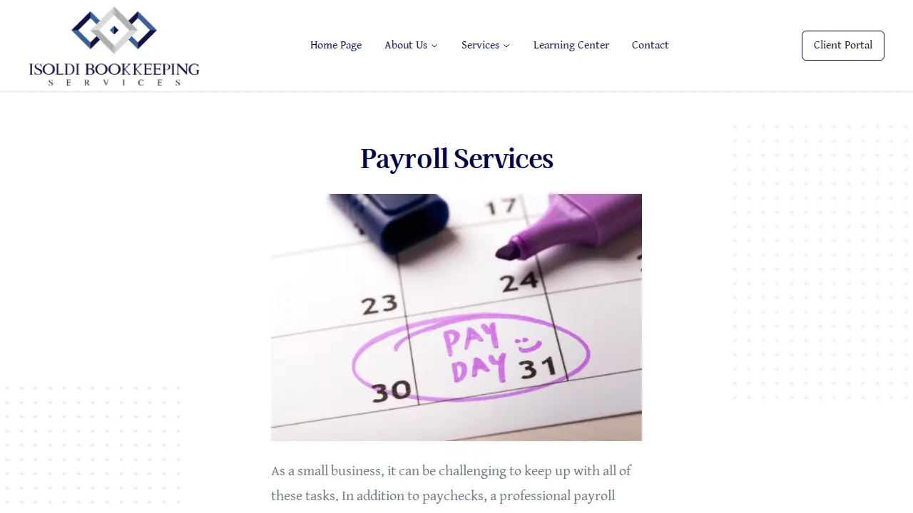 Isoldi Bookkeeping Services page