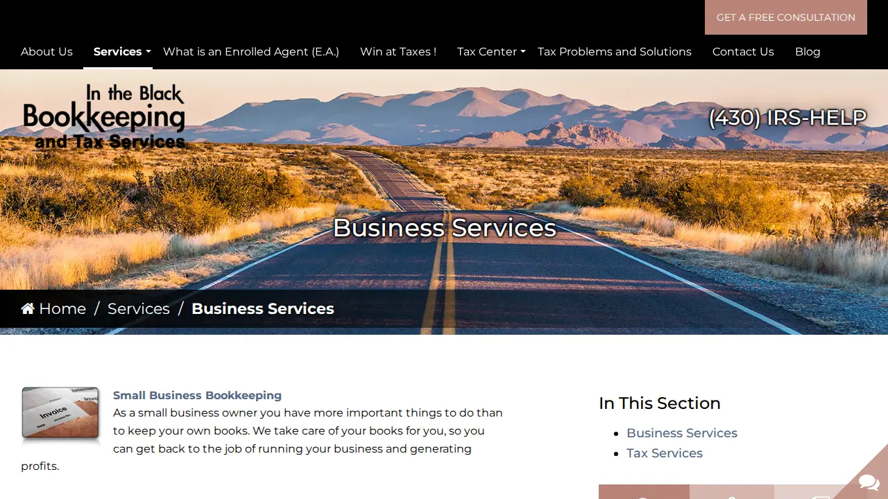 In The Black Bookkeeping page