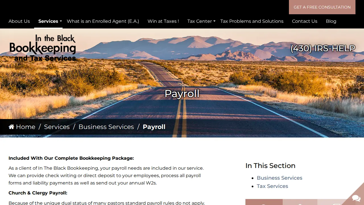 In The Black Bookkeeping page