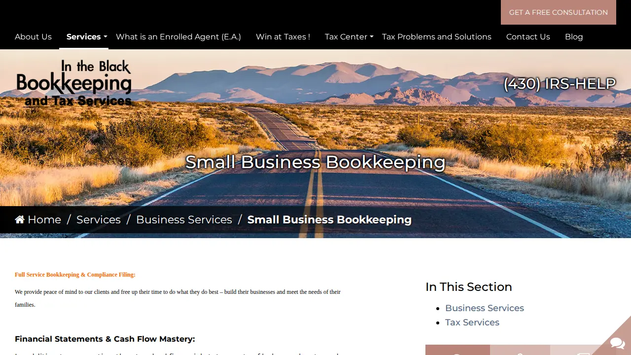 In The Black Bookkeeping page