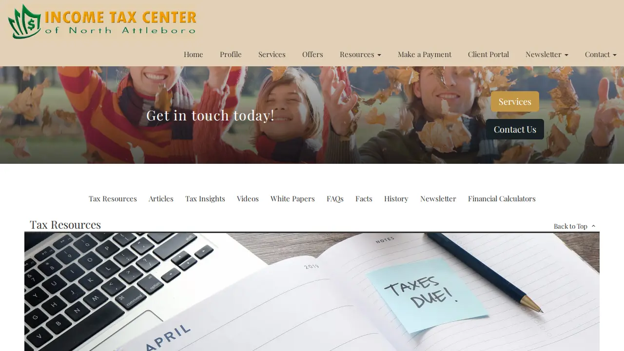 Income Tax Center of North Attleboro page