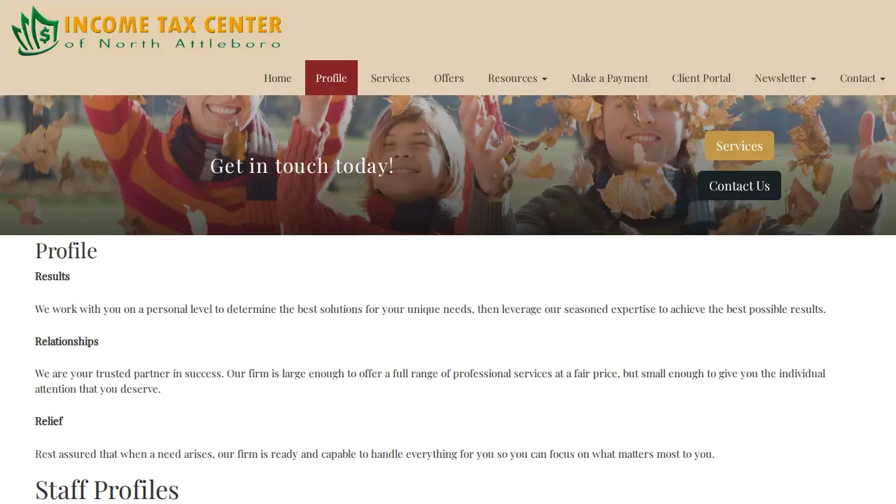 Income Tax Center of North Attleboro page
