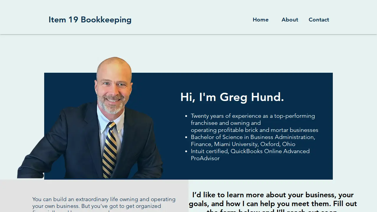Item 19 Bookkeeping page