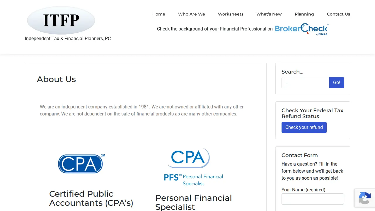 Independent Tax & Financial Planners, PC page