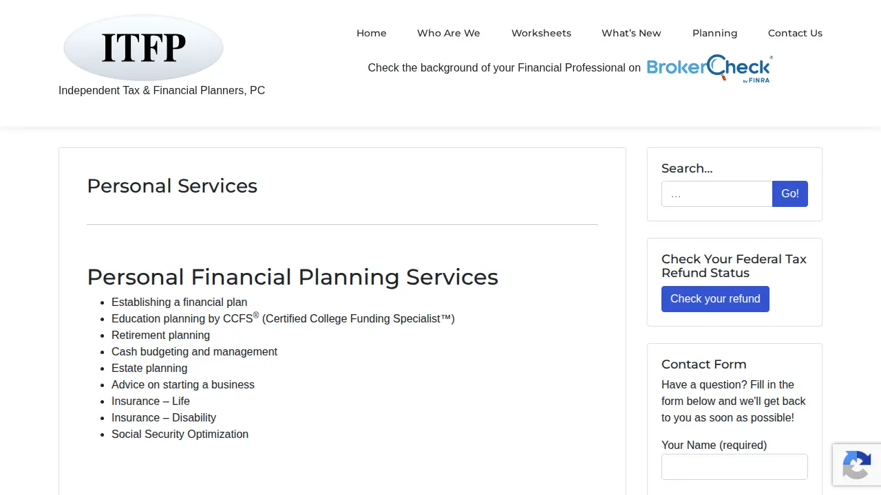 Independent Tax & Financial Planners, PC page