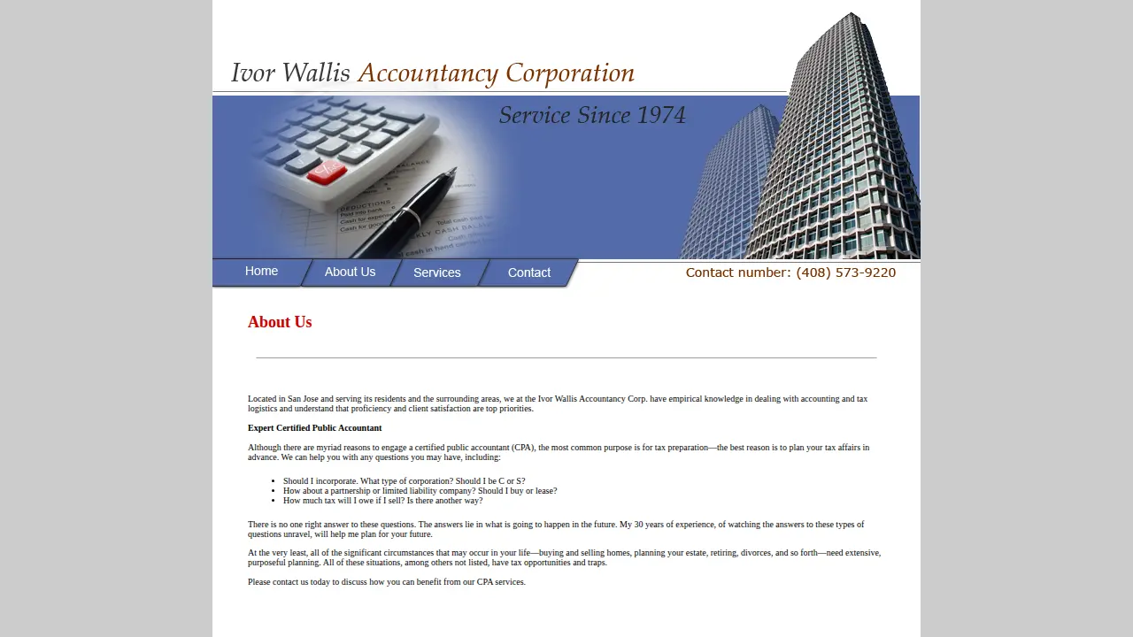 Ivor Wallis Accountancy Corporation page