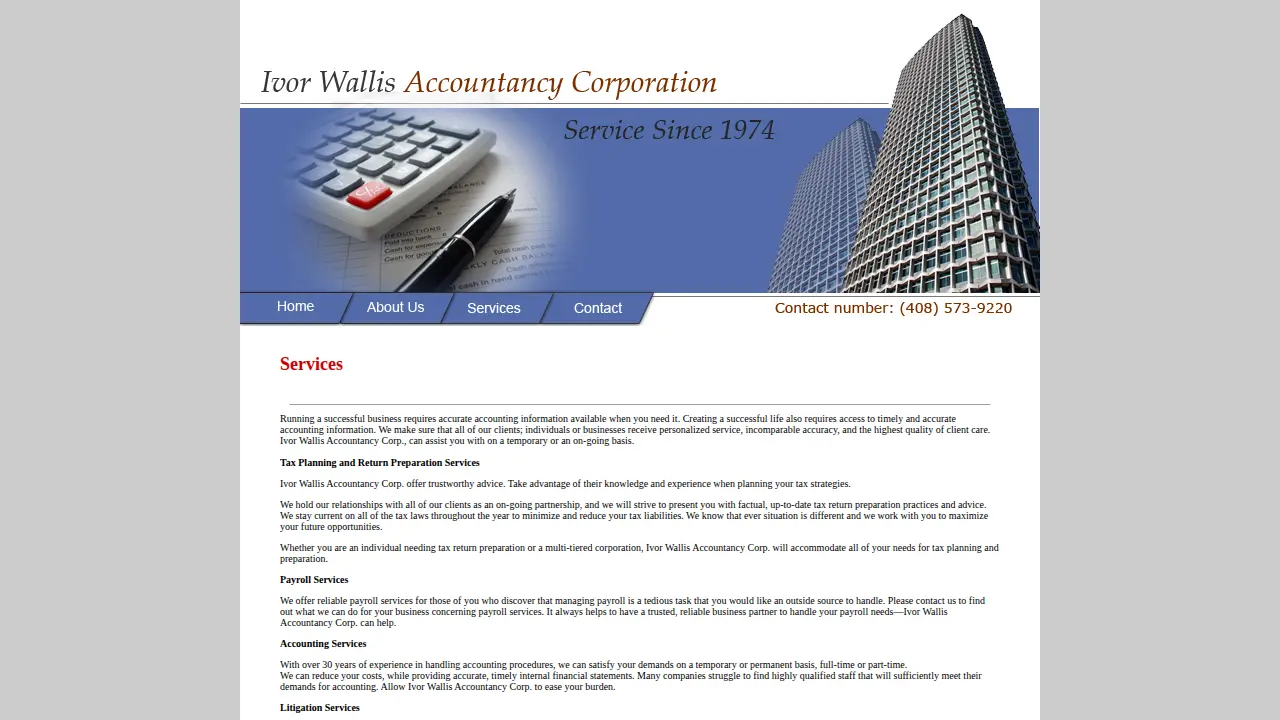 Ivor Wallis Accountancy Corporation page