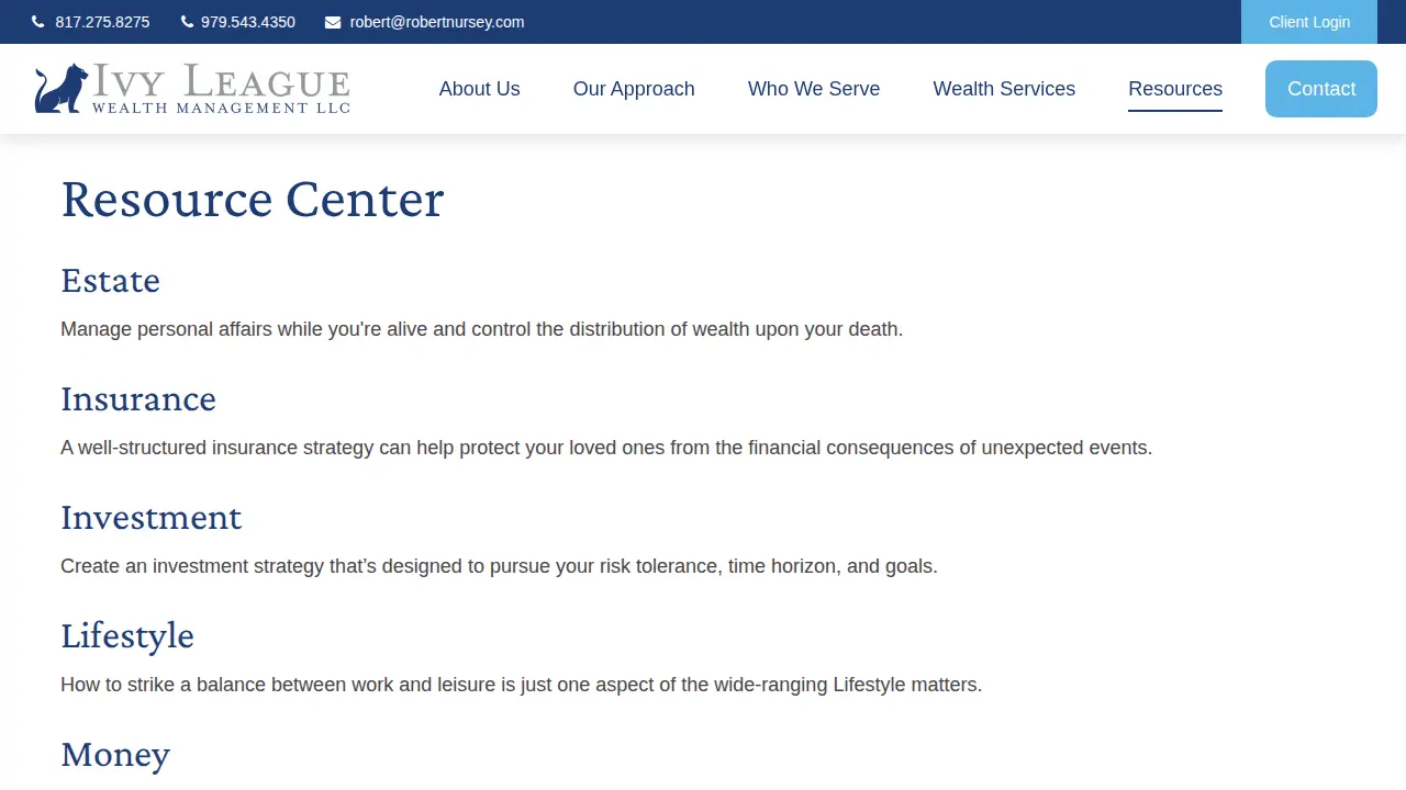 Ivy League Wealth Management, LLC page