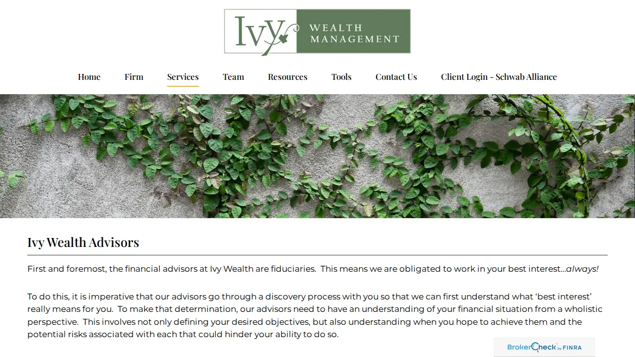 Ivy Wealth Management Inc page
