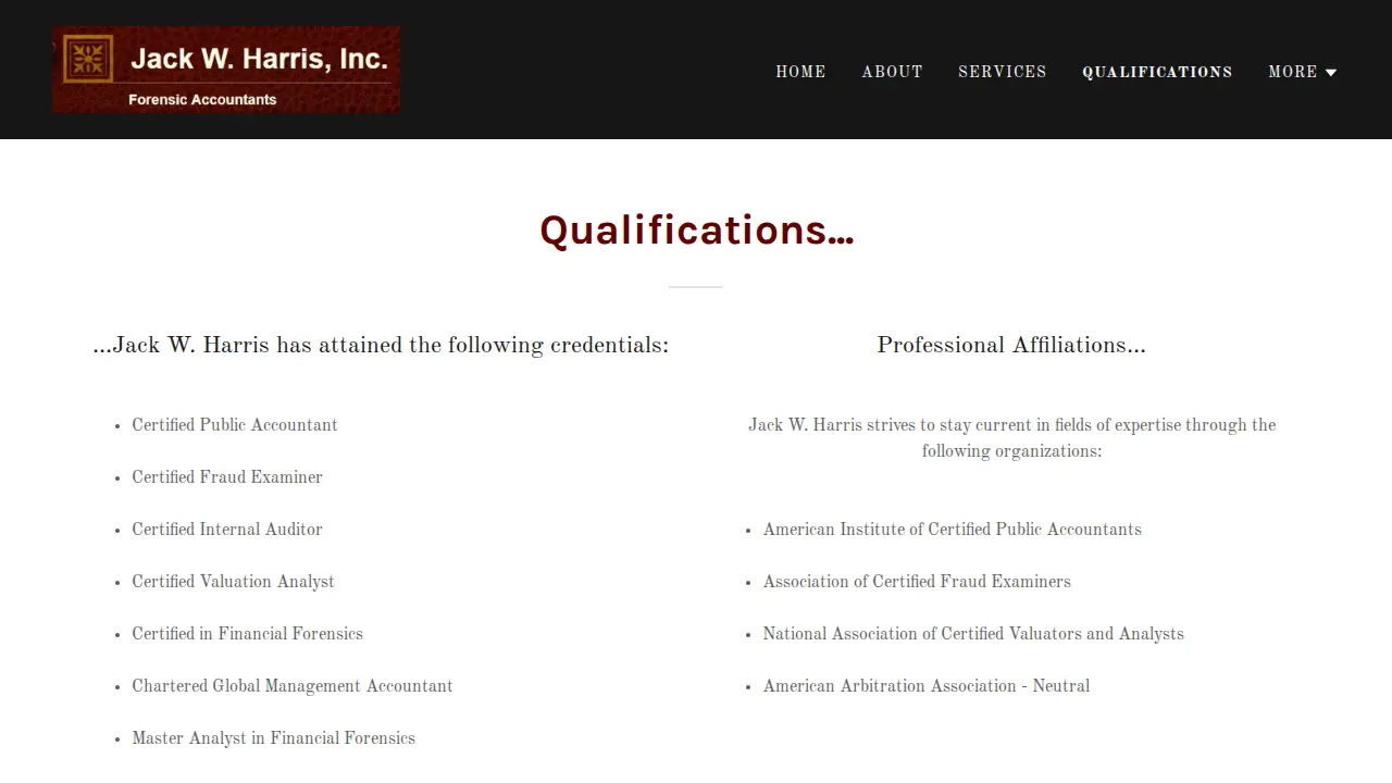 Jack W. Harris, Inc. page
