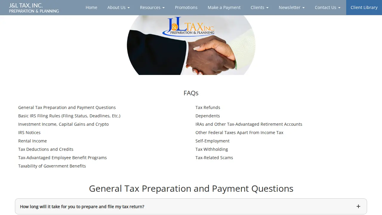 J&L Tax page